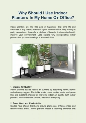 Why Should I Use Indoor Planter In My Home Or Office