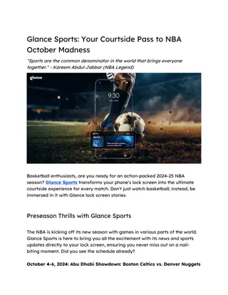 Glance Sports - Your Courtside Pass to NBA October Madness