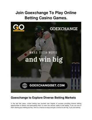 Join Goexchange To Play Online Betting Casino Games