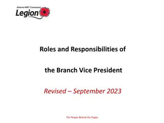 Responsibilities of Branch Vice President in Royal Canadian Legion