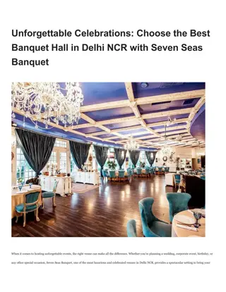 Unforgettable Celebrations Choose the Best Banquet Hall in Delhi NCR with Seven Seas Banquet