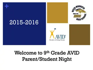 AVID Program Overview: Parent/Student Night for 9th Grade at VMHS