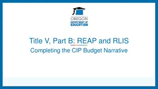 Completing CIP Budget Narrative for Title V, Part B: REAP and RLIS