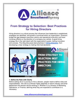 From Strategy to Selection Best Practices for Hiring Directors