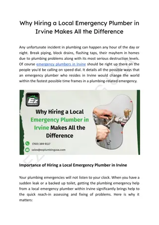 Why Hiring a Local Emergency Plumber in Irvine Makes All the Difference