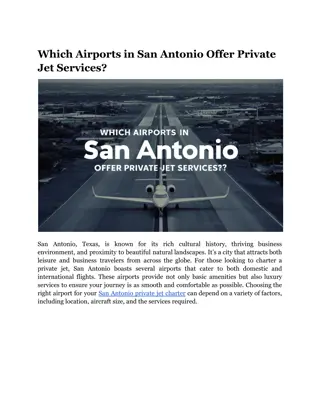 Which Airports in San Antonio Offer Private Jet Services