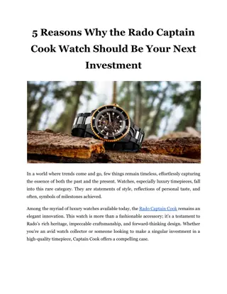 5 Reasons Why the Rado Captain Cook Watch Should Be Your Next Investment