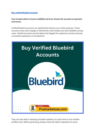 Buy Verified Bluebird Accounts - 100% Best Service