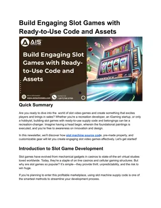 Build Engaging Slot Games with Ready-to-Use Code and Assets