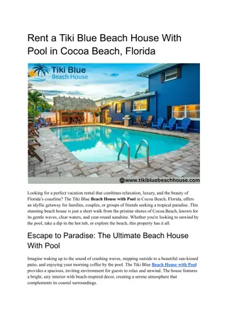 Rent a Tiki Blue Beach House With Pool in Cocoa Beach, Florida