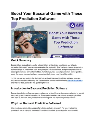 Boost Your Baccarat Game with These Top Prediction Software