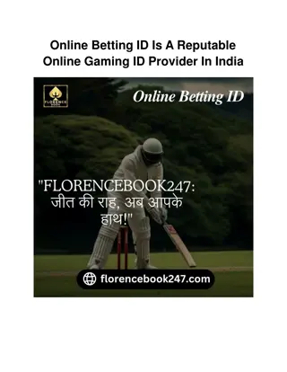 Online Betting ID Is A Reputable Online Gaming ID Provider In India