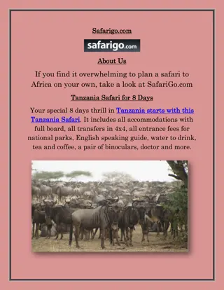 8 Days Safari in Tanzania Package