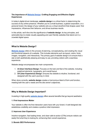 The Importance of Website Design: Crafting Engaging and Effective Digital Era