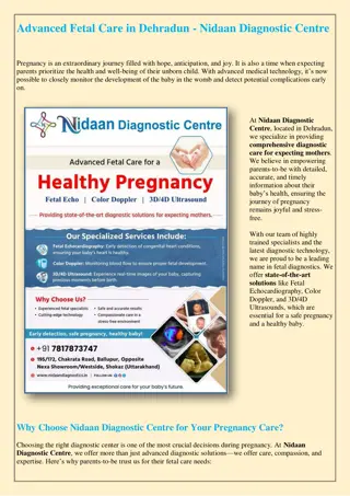 Advanced Fetal Care in dehradun - Nidaan Diagnostic Centre