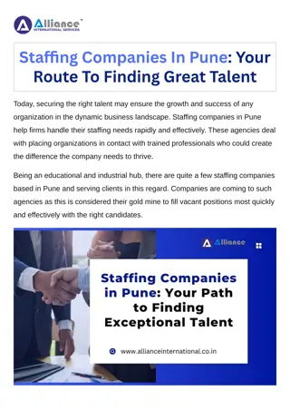 Staffing Companies In Pune Your Route To Finding Great Talent