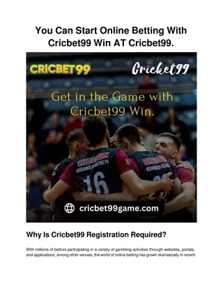 You Can Start Online Betting With Cricbet99 Win AT Cricbet99. (1)