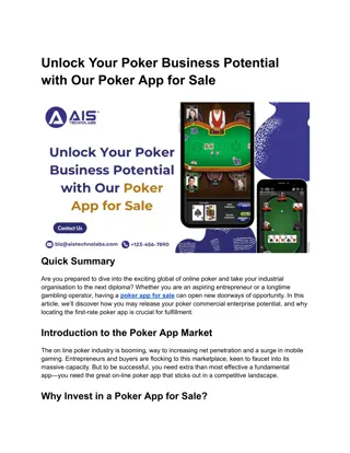 Unlock Your Poker Business Potential with Our Poker App for Sale