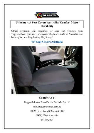 Ultimate 4x4 Seat Covers Australia Comfort Meets Durability