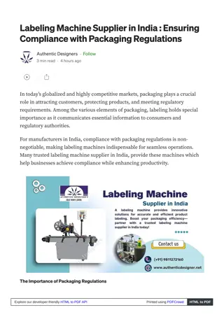 Labeling Machine Supplier in India - Enhancing Brand Identity with Precision