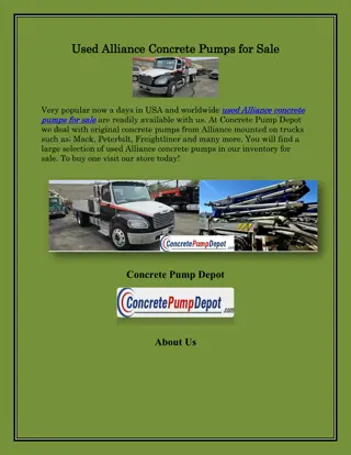 Used Alliance Concrete Pumps, concretepumpdepot.com