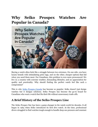 Why Seiko Prospex Watches Are Popular in Canada_