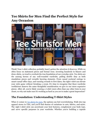 Tee Shirts for Men Find the Perfect Style for Any Occasion