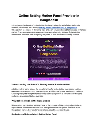 Betting Mother Panel Provider in Bangladesh