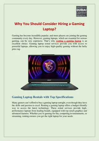 Why You Should Consider Hiring a Gaming Laptop?