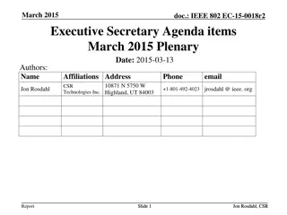 IEEE 802 EC-15-0018r2 Executive Secretary Agenda Summary March 2015