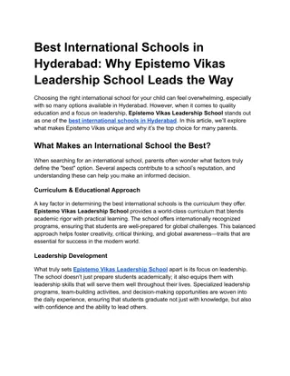 Best International Schools in Hyderabad_ Why Epistemo Vikas Leadership School Leads the Way