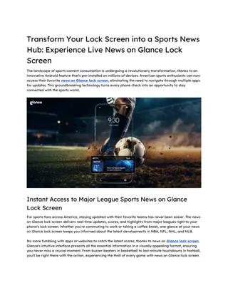 Transform Your Lock Screen into a Sports News Hub Experience Live News on Glance Lock Screen