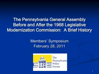 History of the Pennsylvania General Assembly Before and After the 1968 Legislative Modernization Commission