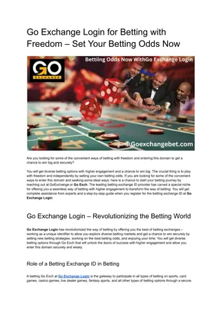 Go Exchange Login for Betting with Freedom – Set Your Betting Odds Now