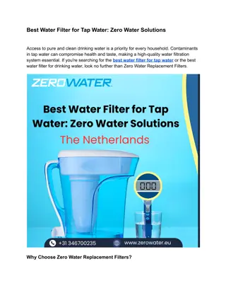 Best Water Filter for Tap Water: Zero Water Solutions