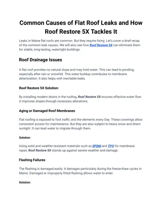 Common Causes of Flat Roof Leaks and How Roof Restore 5X Tackles It
