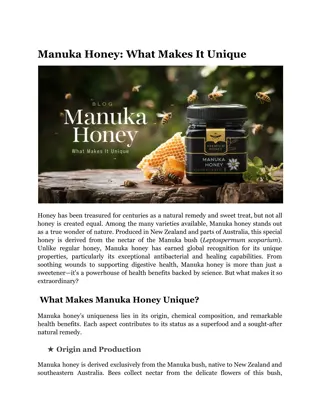 Manuka Honey_ What Makes It Unique