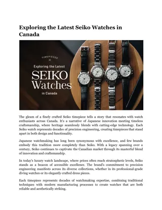 Exploring the Latest Seiko Watches in Canada