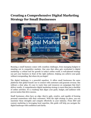 Creating a Comprehensive Digital Marketing Strategy for Small Businesses