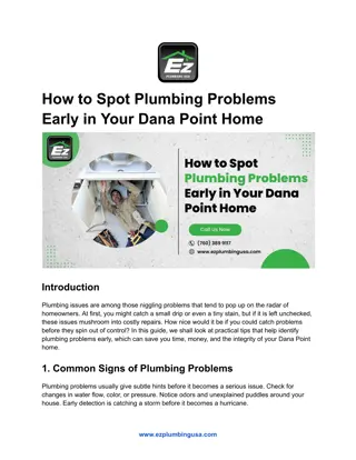 How to Spot Plumbing Problems Early in Your Dana Point Home