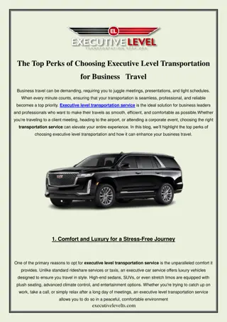 Premium Executive Level Transportation Service – Experience Luxury and Reliabili