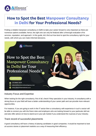 How to Spot the Best Manpower Consultancy in Delhi for Your Professional Needs