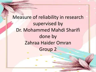 Reliability Measures in Research Supervised by Dr. Mohammed Mahdi Sharifi