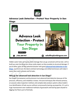 Advance Leak Detection - Protect Your Property in San Diego