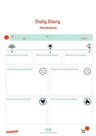 Daily Diary Worksheet for Different Age Groups