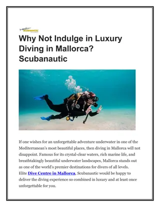 Why Not Indulge in Luxury Diving in Mallorca Scubanautic