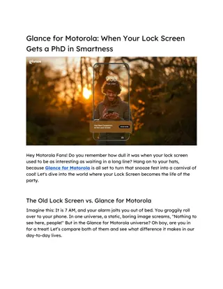 Glance for Motorola - When Your Lock Screen Gets a PhD in Smartness