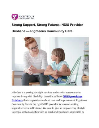 Strong Support, Strong Futures NDIS Provider Brisbane Righteous Community Care