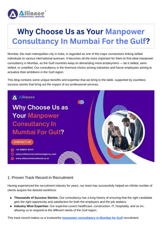 Why Choose Us as Your Manpower Consultancy In Mumbai For the Gulf