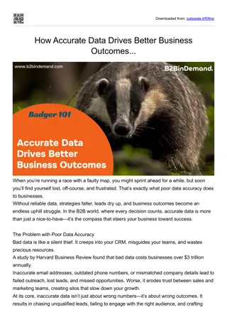 How Accurate Data Drives Better Business Outcomes...